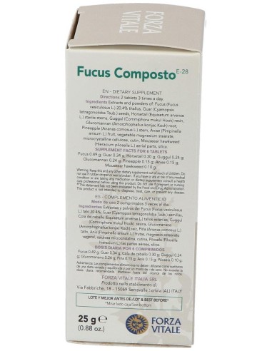 Fucus Composto Obesidad  25Gr.Comprimidos de Forza Vitale