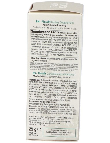 Florafit Probiotico  25Gr.Comprimidos de Forza Vitale