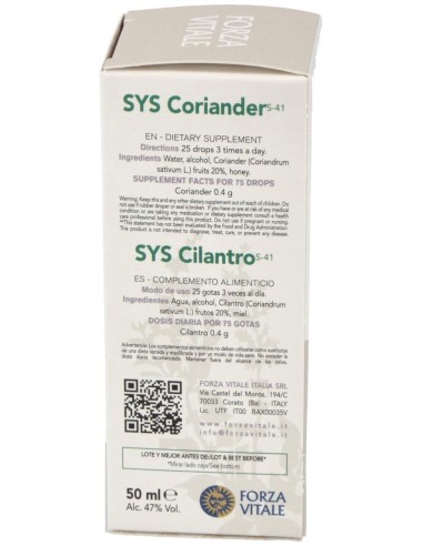 Sys.Coriandolo (Cilantro) 50Ml. de Forza Vitale