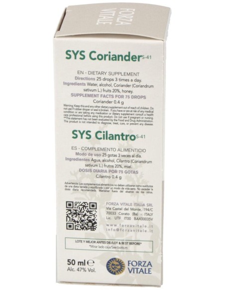 Sys.Coriandolo (Cilantro) 50Ml. de Forza Vitale