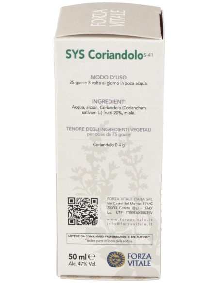 Sys.Coriandolo (Cilantro) 50Ml. de Forza Vitale