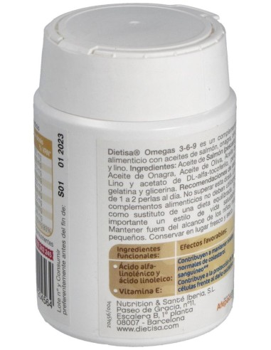 Omegas 3-6-9  Envase 60 Perlas(30-60 Días) de Dielisa®