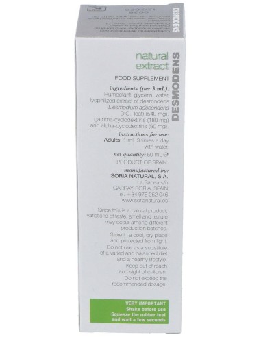 Ext. Desmodens Xxi 50Ml. S/Al de Soria Natural