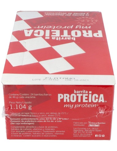 Barrita Proteica Platano Caja 24Uds de Nutrisport