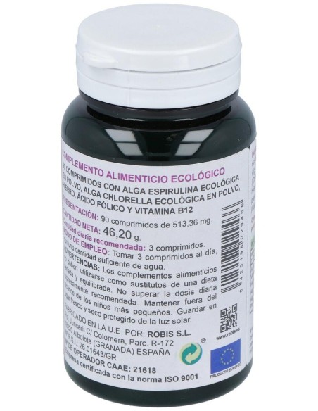 Espirulina + Chlorella Superalimentos Bio 90Comp. de Robis