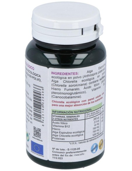 Espirulina + Chlorella Superalimentos Bio 90Comp. de Robis