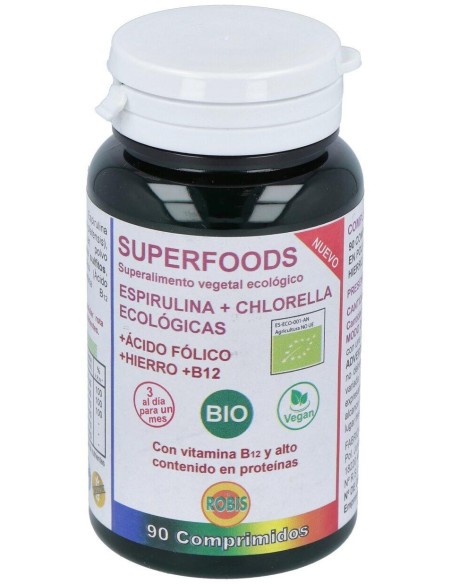 Espirulina + Chlorella Superalimentos Bio 90Comp. de Robis