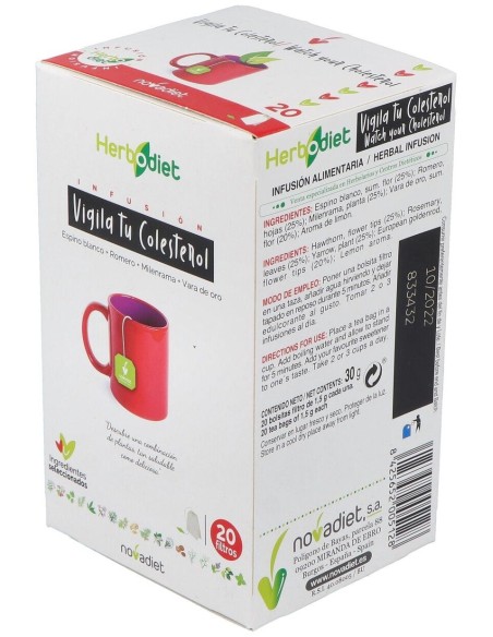 Herbodiet Vigila Tu Colesterol Envase de 20 bolsitas filtro de 1,5 g. de Novadiet