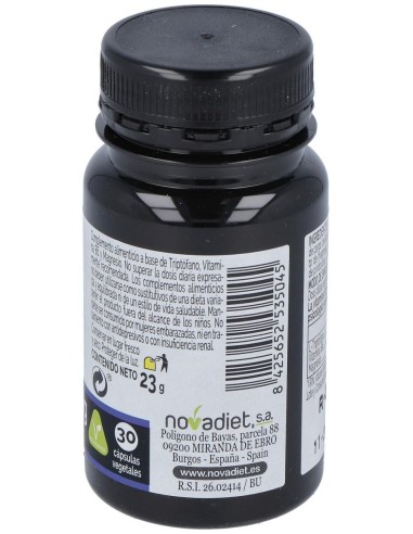 Triptofano+Vit B6+Mg Envase de 30 cápsulas vegetales. de Novadiet