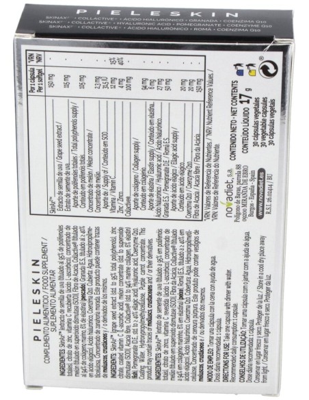 Pieleskin Envase de 30 cápsulas vegetales. de Novadiet
