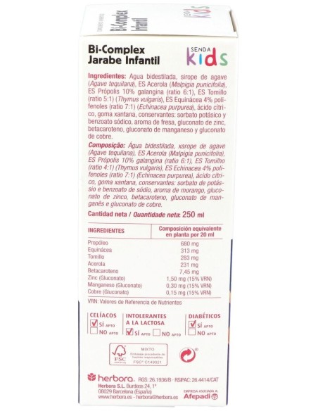 Bi Complex Infantil Jarabe 250Ml. de Herbora