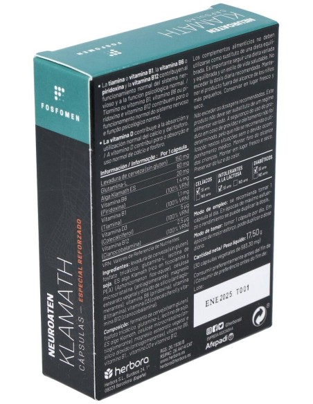 Fosfomen Neuroaten Klamath 30Cap. de Herbora