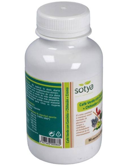 Café Verde Con Garcinia+Chitosán+Cromo 650Mg Cáps. 90U de Sotya