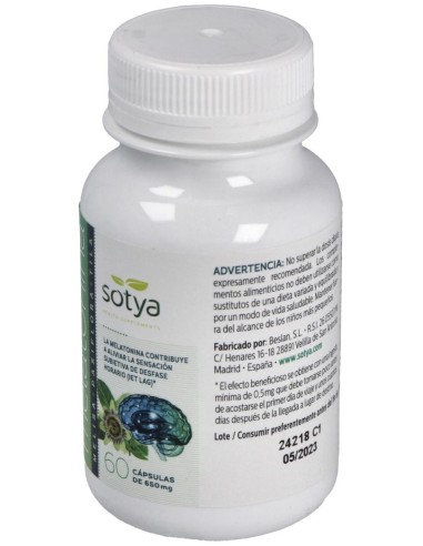 Melatonina  Melisa+Pasiflora+Tila 650Mg Cáps.60U de Sotya