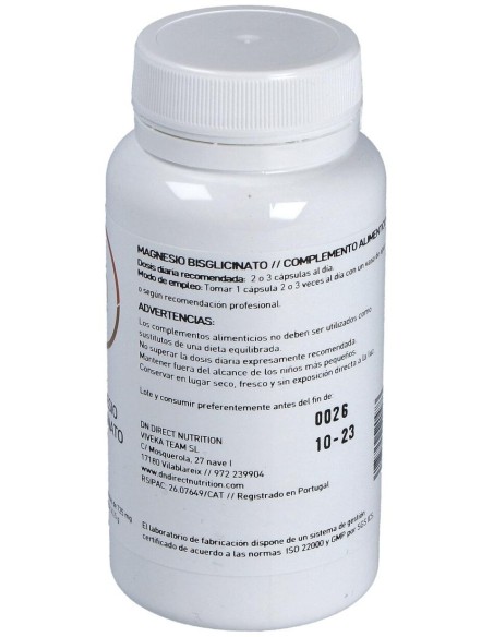 Magnesio Bisglicinado 60Vcap. de Direct Nutrition