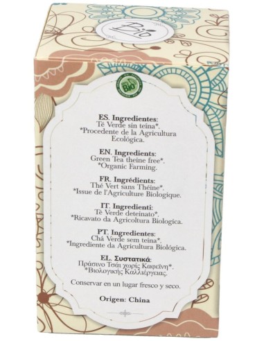Te Verde Sin Teina Infusion 20Bolsitas. Bio de Artemis Bio