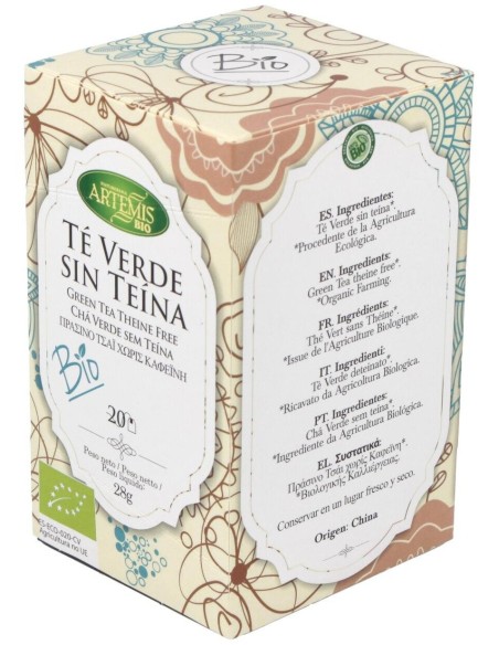 Te Verde Sin Teina Infusion 20Bolsitas. Bio de Artemis Bio