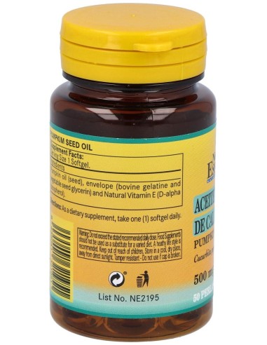 Aceite De Semillas De Calabaza 500Mg. 50Perlas de Nature Essential