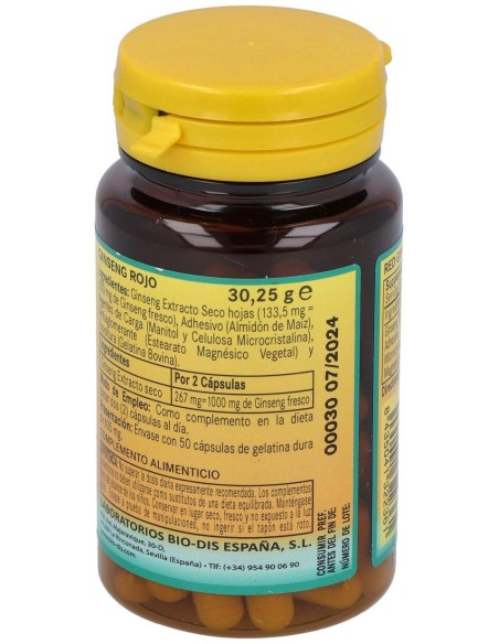 Ginseng Rojo 500Mg. 50Cap. de Nature Essential