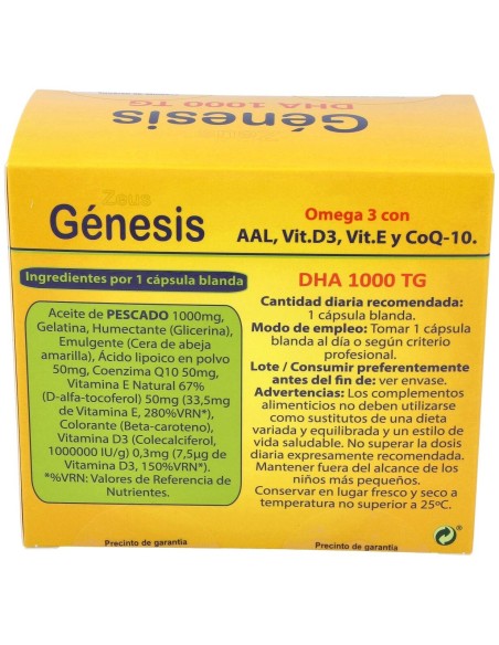 Genesis Dha Tg 1000 Omega 3 120 Cápsulas  Zeus