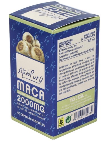 Maca 2000 mg. 60 Capsulas Estado Puro de Tongil