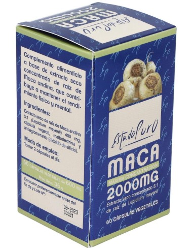 Maca 2000 mg. 60 Capsulas Estado Puro de Tongil