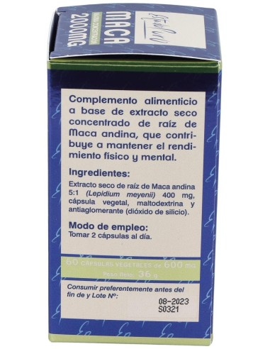 Maca 2000 mg. 60 Capsulas Estado Puro de Tongil