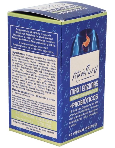Maxi Enzimas Con Probioticos 40Cap. Estado Puro de Tongil