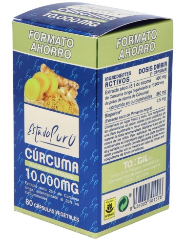 Curcuma 10.000Mg. 80Cap. Estado Puro de Tongil
