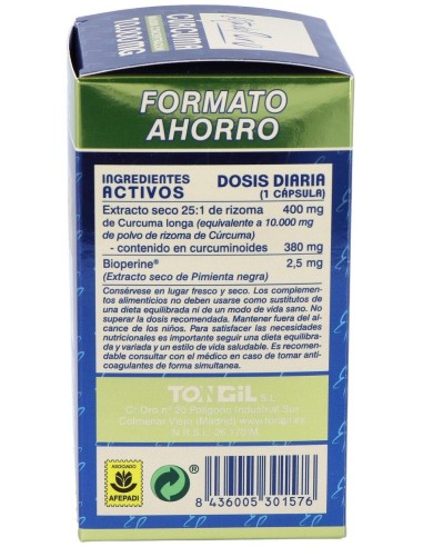Curcuma 10.000Mg. 80Cap. Estado Puro de Tongil