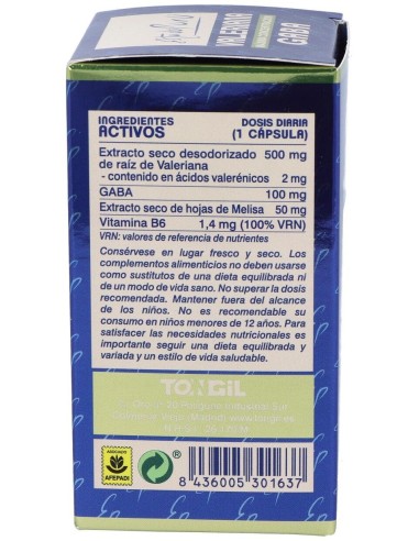Valeriana Con Gaba 40Cap. Estado Puro de Tongil
