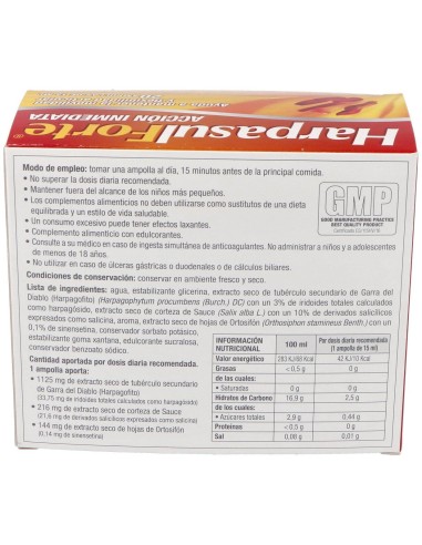 Harpasul Forte Monodosis (Harpagofito, Ortosifón Y Sauce) 20 Viales de Natysal