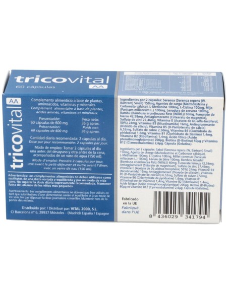 Tricovital Aa 60Cap. de Vital 2000