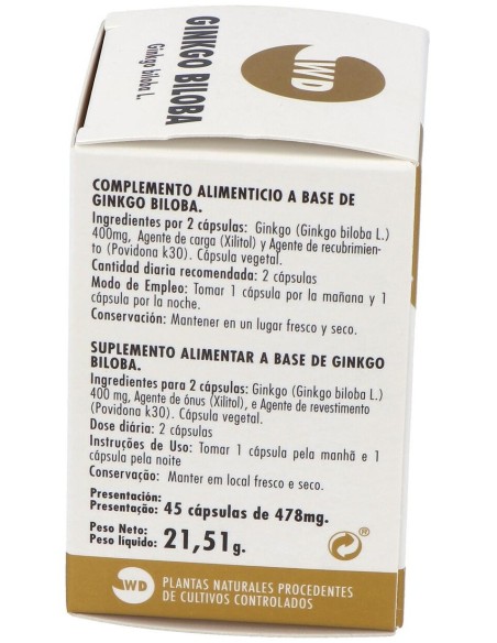 Ginkgo Biloba Phytogranulos 45Caps. de Waydiet Natural Products
