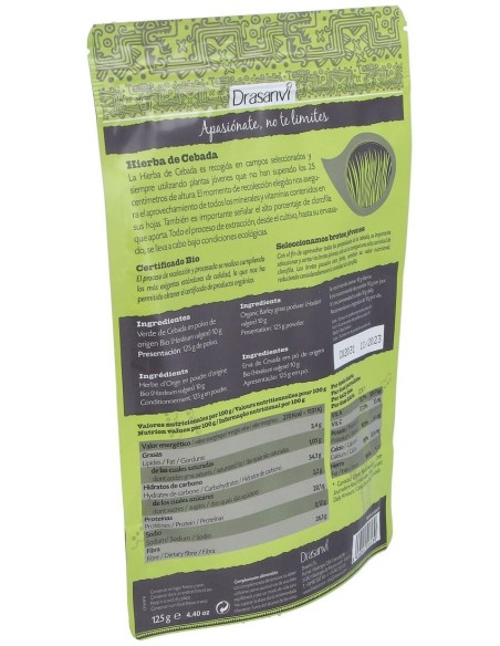 Hierba Cebada Superalimentos Bio 125Gr. Doypack de Drasanvi