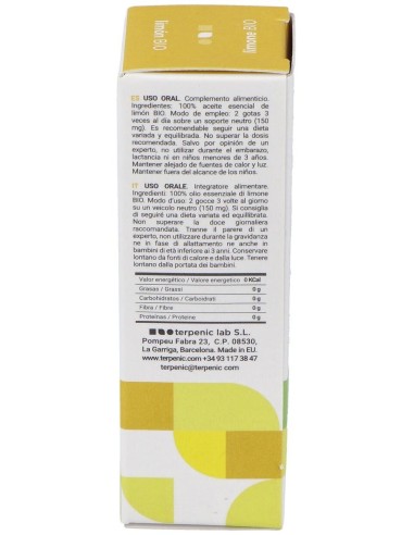 Limon Aceite Esencial Alimentario Bio 10Ml. de Terpenic