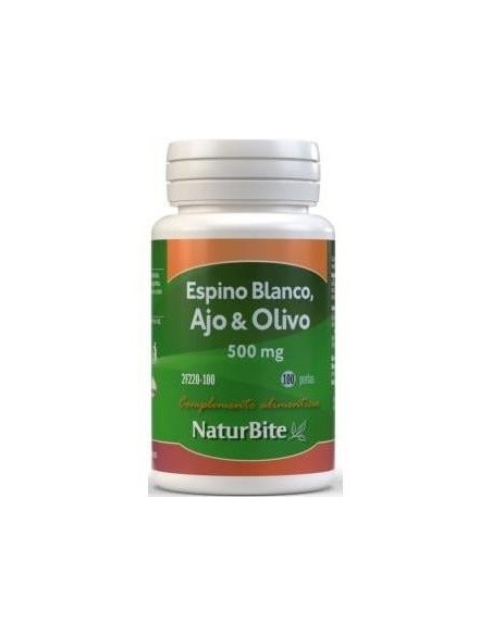 Espino Blanco + Ajo + Olivo, 500mg 100 perlas de NaturBite