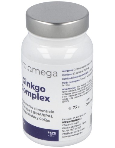 Puro Omega Ginkgo Complex Dha/Epa Q10 60Perlas de Puro Omega