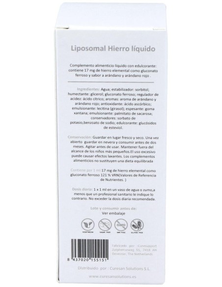 Liposomal Hierro 60Ml. de Curesupport