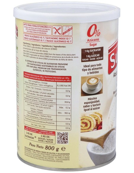 Sucrafor (Azucar De Abedul Y Stevia) 800Gr de Sucrafor