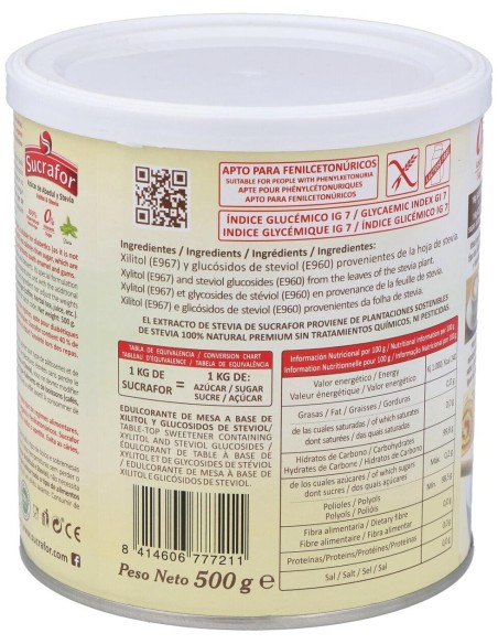 Sucrafor (Azucar De Abedul Y Stevia) 500Gr de Sucrafor