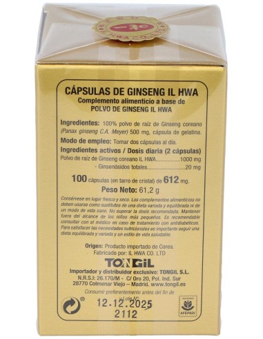 Ginseng Il Hwa 100Cap.Tarro de Tongil