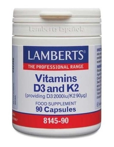 Vitamina D3 (2000 UI) + K2 (como MK-7) (90 µg) 90 Caps.  de Lamberts