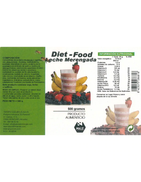 Diet Food Leche Merengada 500g Nale  Sabor Ligero y Saludable