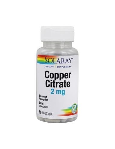 Copper Citrate 2 mg Solaray - 60 Cápsulas Vegetales