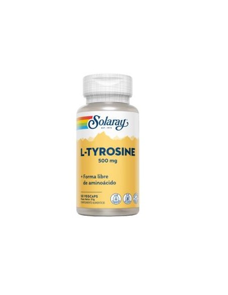 L-Tyrosina 500 mg Solaray - 50 cápsulas vegetales naturales