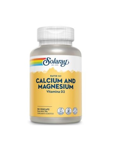 Calcio y Magnesio Solaray 90 Vegcaps – Salud Ósea Natural