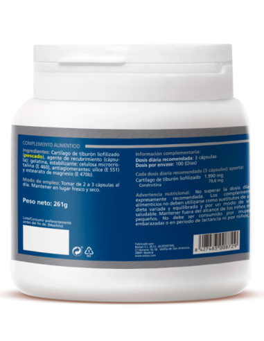 Cartílago de Tiburón 870mg 300 Cápsulas Sotya - Salud Articular
