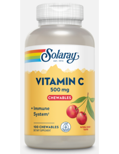Vitamina C 500 mg Solaray 100 Comp Masticables Sabor Cereza