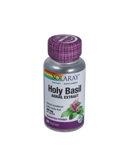 Holy Basil 450mg Solaray – 60 cápsulas para bienestar natural